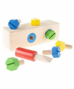 Trademark Screw Block Toy-Kids Wooden Manipulative Activity Building & Play Sets
