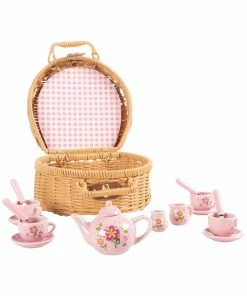Trademark Kids Tea Set-Mini Porcelain Tea Party 17pc Playset Dress Up & Imaginative Play