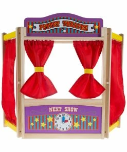 Trademark Hey! Play! Wooden Puppet Theater Kids Musical Instruments