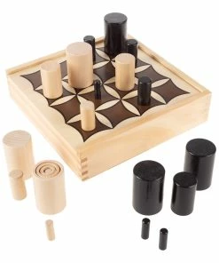 Trademark Wooden Tabletop 3D Tic Tac Toe Board Game Kids Games