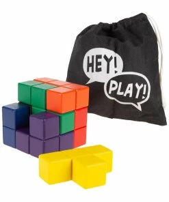 Trademark Wooden Geometric Puzzle Cube Logic And STEM Toy Kids Puzzles