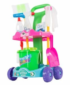 Trademark Hey! Play! Pretend Play Cleaning Set With Caddy On Wheels Kids Dress Up & Imaginative Play