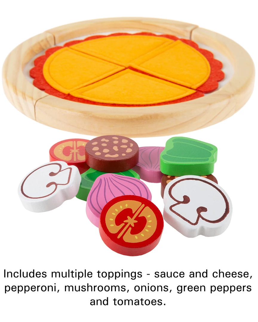 Trademark Pretend Play Pizza Set-Wooden Toy Food Kids Dress Up & Imaginative Play - Image 3
