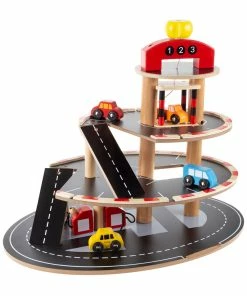 Trademark Parking Garage Toy-3 Level Wooden Service Station Kids Dress Up & Imaginative Play