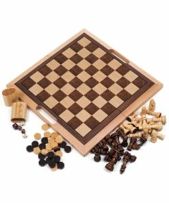 Trademark Deluxe Quality Wooden Chess Checker & Backgammon Set Home Games & Giftables