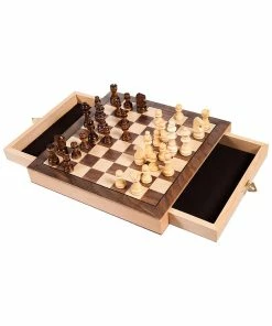Trademark Games Elegant Inlaid Wood Chess Cabinet Kids