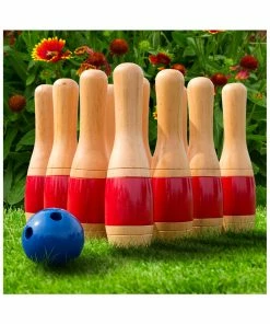 Trademark Hey! Play! 11 Inch Wooden Lawn Bowling Set Kids Sports & Outdoor