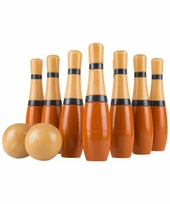 Trademark Lawn Bowling 8 Inch Tall Wooden Lawn Game Orange Kids Games