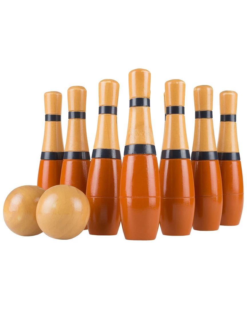 Trademark Lawn Bowling 8 Inch Tall Wooden Lawn Game Orange Kids Games