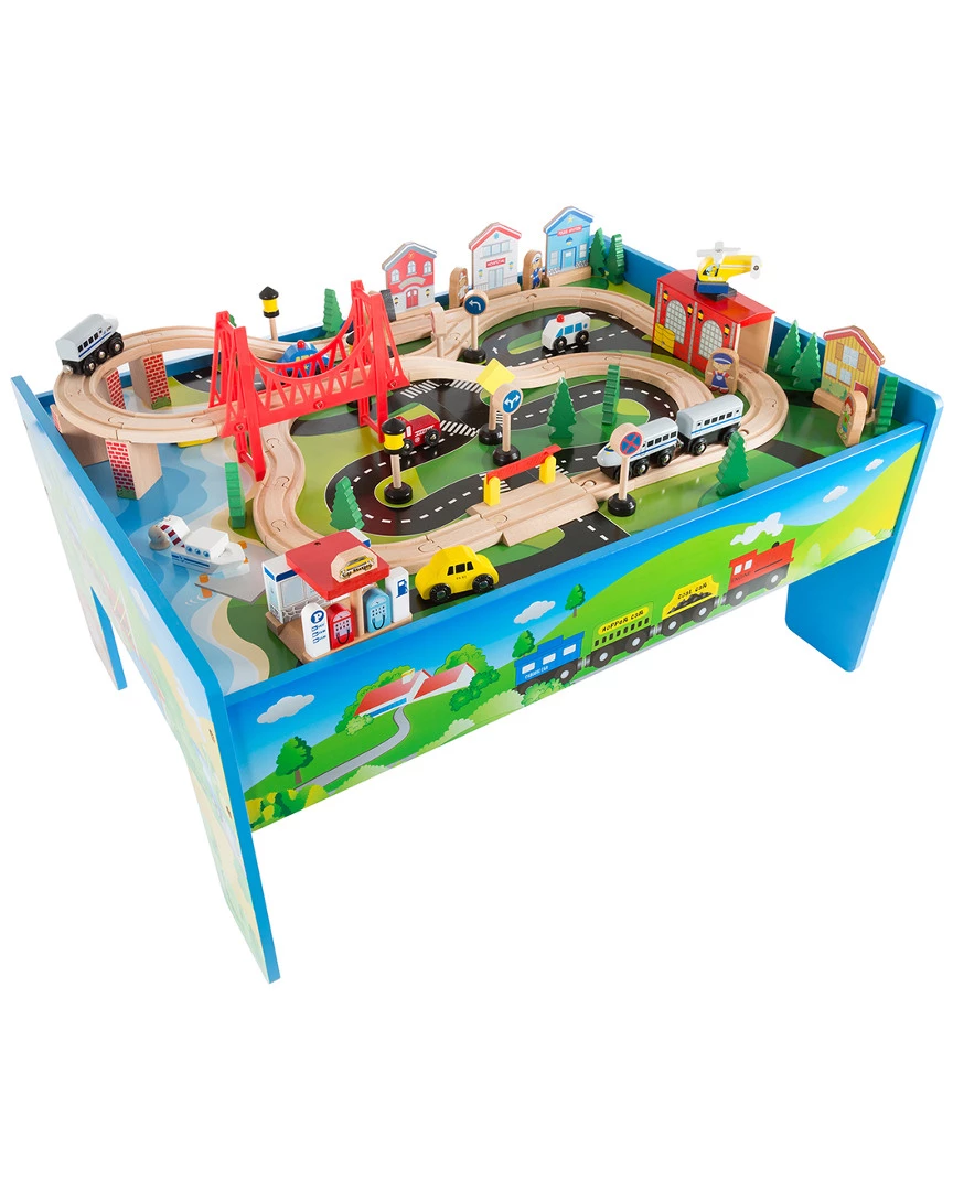 Trademark Wooden Train Set Table By Hey! Play! Kids Building & Play Sets